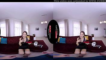 Brunette gets a footjob and riding in sex scene