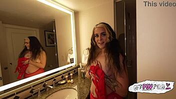 Big Booty Slut Rides Stepbrother in Doggystyle After He Watches