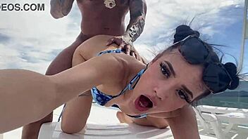 young amateur couple enjoys sloppy blowjob and sex on a boat