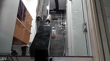 machine drills deep into tight holes, contrasting pleasure and relentless pounding