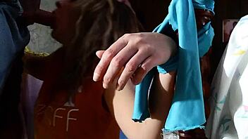 Girl is tied up and facefucked intensely in hardcore scene.