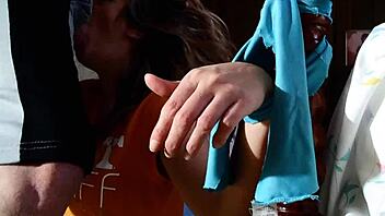 Girl is tied up and facefucked intensely in hardcore scene.