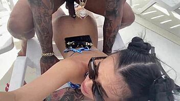 young amateur couple enjoys sloppy blowjob and sex on a boat