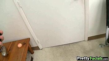 Blonde whore receives intense facial cumshot