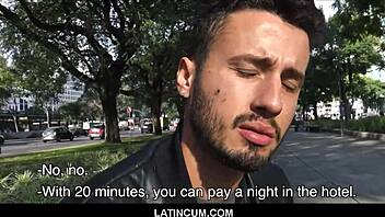 Amateur straight Latino takes cash for first gay encounter in POV style
