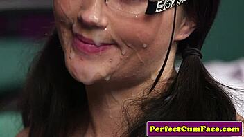 British Babe Sucks Cock in Classroom, Loving Every Cum Drop on Face