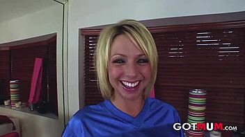 MILF with big tits gets a facial after hard fucking