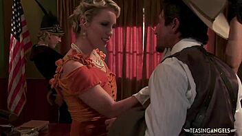 Have you seen horny cowboys fucking three sluts together?