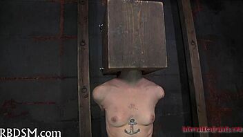 Bald girl's rough and ball licking session