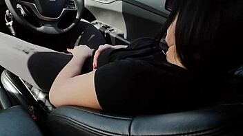 teen masturbates in public car with large toy