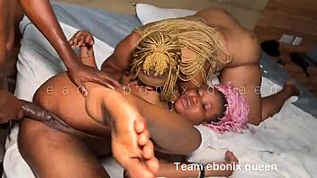 Boldly pounding fat bbw milf pussy in intense threesome doggystyle