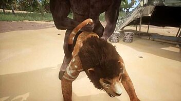 Gay Minotaur and Lion engage in Yiffing and Barebacking - Wild Life