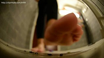 Big natural tits get a rough and painful footjob