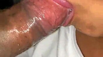 emo amateur gives creamy blowjob at home