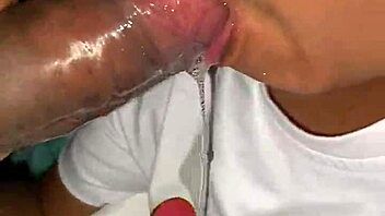 emo amateur gives creamy blowjob at home