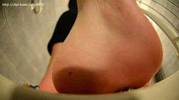 Big natural tits get a rough and painful footjob