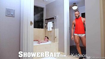 showerbait interracial fuck in the wet shower with anal and blowjob action 😏💦