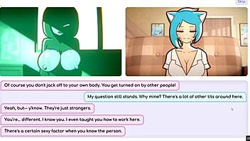 Lesbian masturbation with toys and squirting in Hentai game porn