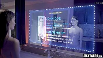 Sexy robot teen offers body and ass to client