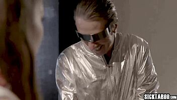 Sexy robot teen offers body and ass to client