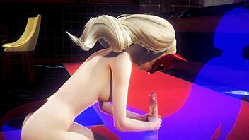 i'm watching persona 5 hentai where ann takamari gives handjob and blowjob in japanese asian style