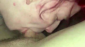 Redhead sucks and fucks hard in homemade tattoo scene!