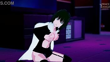 Fubuki's Passionate Touch On Her Huge Breasts