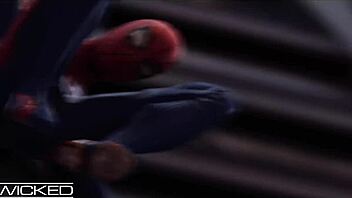 spideypool - big tittied mary jane rides deadpool's cock in cowgirl, bent over, sloppy blowjob, missionary deepthroat.