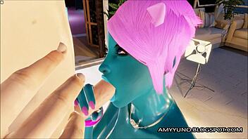 3D Blue Alien Girl With Small Tits Blows And Fucks Monster!