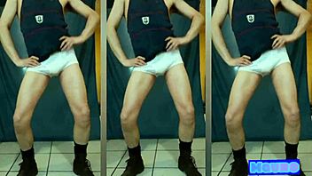 Gay man in white pantyhose