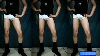Gay man in white pantyhose