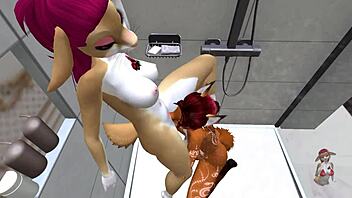 Visiting Roxxy's home on SL, gettin blowjob from bunny