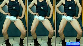 Gay man in white pantyhose