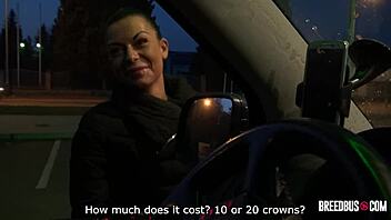 slutty window cleaner bent over for shaved cock blowjob deepthroat doggystyle