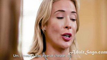 Blonde babe gets her tits sucked and fucked by a black girl