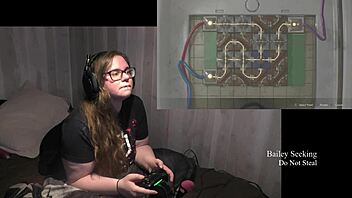 Tattooed brunette BBW rips clothes for fetish striptease in Resident Evil 2 part 4.