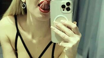 Mirror girl masturbates to orgasm