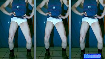 Gay man in white pantyhose
