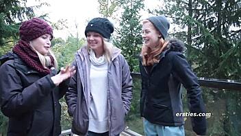 Erotic lesbian threesome with masturbation and cunnilingus