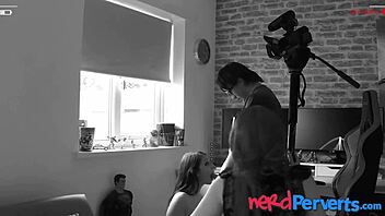 Watch the cute babe suck that long hard dick