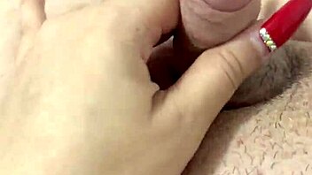 Watch Intense Close-Up Handjob On Horny Teen's Sexy Pantyhose Legs With Red Nails!