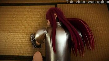 Anime girl Erza Scarlet gets bent over in full video