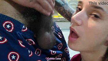 Double Dicks Slamming Young Slut Gabbie Luna's Face with Rennan and Nico