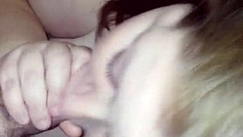 She savors his sweet cock, licking and tasting the cum slowly in the bedroom