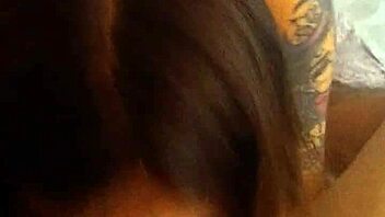 Sucking dick deliciously while flaunting that juicy ass in contrasting blowjob scene