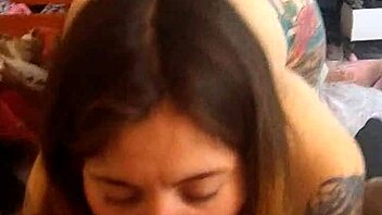 Sucking dick deliciously while flaunting that juicy ass in contrasting blowjob scene