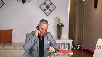 assistant milf gets used by business partners at work