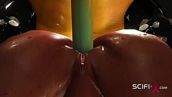 Black BDSM: A sexy ebony gets fucked hard by a sex machine