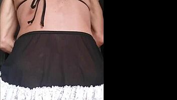 Shemale riding dildo with intense assfucking action in heels