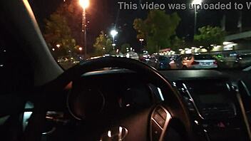 Someone pees in the car while outdoors publicly